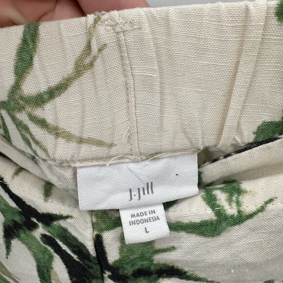 J. JILL Barley Linen Blend Palm Print Wide Leg Culotte Pants // L - Picture 4 of 11
